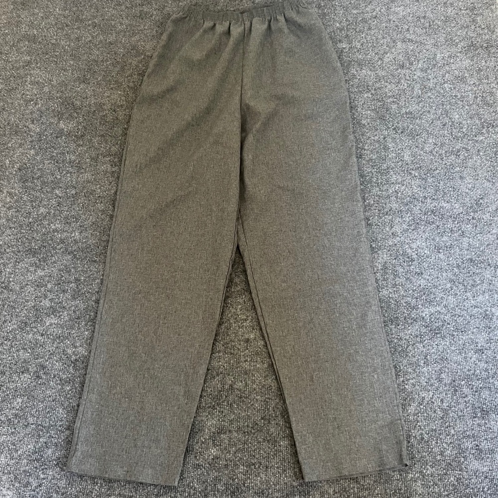 Laura Scott Womens Elastic Waist Straight Leg Pants Gray Size 10 Pocketed